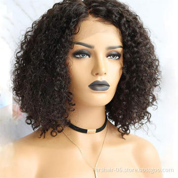 large stock wig vendor cuticle aligned European human hair kinky curly 4x4 lace wig